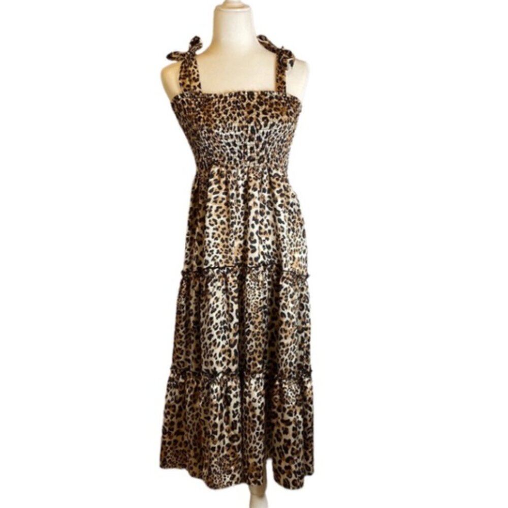 Pink Lily Leopard Print Midi Dress